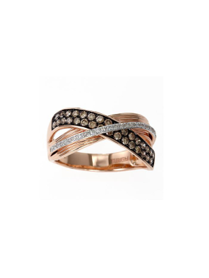 Effy Espresso 14k Rose Gold Cognac And White Diamond Ring, 0.48 Tcw