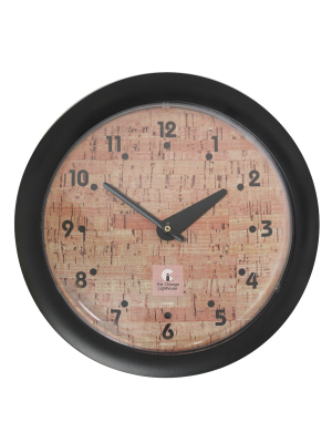 14" X 1.8" Cork Traditional Decorative Wall Clock Black Frame - By Chicago Lighthouse