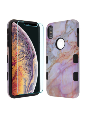 Mybat For Apple Iphone Xs Max Purple Marble Hard Hybrid Case Cover