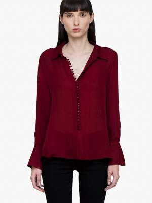 Burgundy Silk Button Shirt