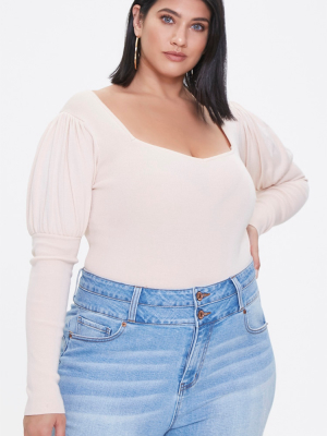 Plus Size Gigot-sleeve Bodysuit