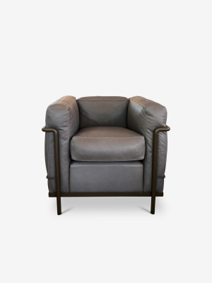 Lc2 Armchair Corbusier In Grey Leather By Cassina