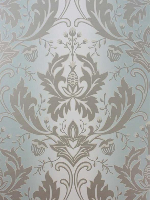 Viceroy Wallpaper In Aqua And Gilver By Matthew Williamson For Osborne & Little