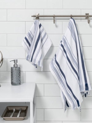 Crew Striped Flat Woven Bath Towel Blue - Threshold™