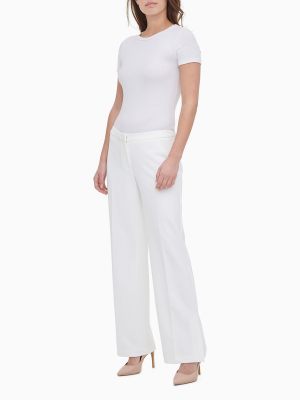 Solid Straight Leg Wide Pants