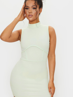 Pale Lime High Neck Sleeveless Underbust Detail...