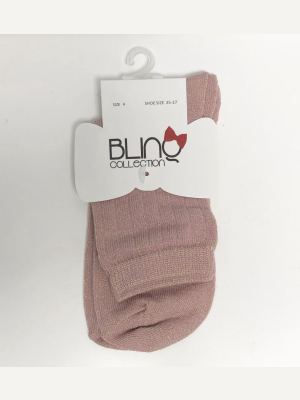 Blinq Ribbed Glitter Knee Sock - Blush