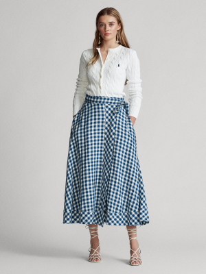 Gingham Linen Wrap Skirt