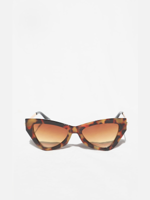 Brown Tortoise Angular Cat Eye Sunglasses