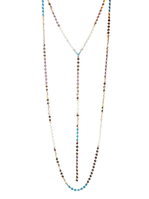 Teal Double Chain Y Necklace