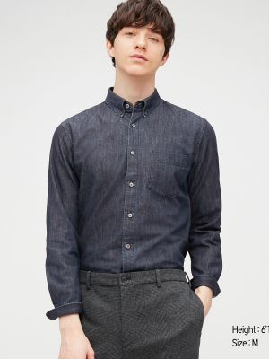 Men Denim Slim-fit Long-sleeve Shirt