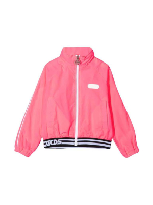 Gcds Logo Printed Striped Hem Track Jacket