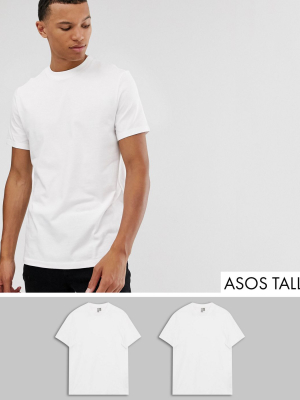 Asos Design Tall 2 Pack Organic T-shirt With Crew Neck