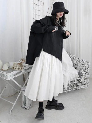 Saburo Irregular Long Sleeve Shirt - Black