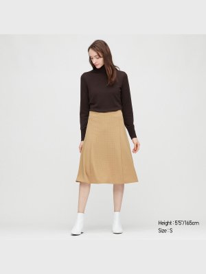 Women Crepe Jersey Flare Midi Skirt