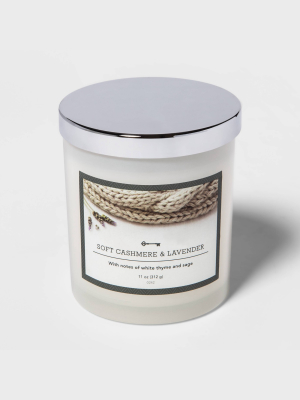 11oz Lidded Milky Glass Jar Soft Cashmere And Lavender Candle - Threshold™