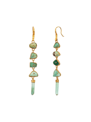 Five Drop Tourmaline & Turquoise Earrings