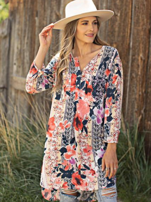 Mix Media Floral Tunic