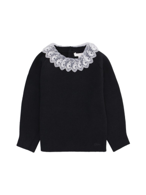 Chloé Kids Lace Collar Jumper