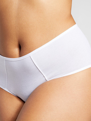 Cotton High Waist Brief In White (pack)