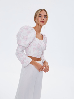 Floral Jacquard Crop Top