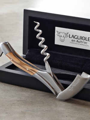 Laguiole En Aubrac Waiters Corkscrew Wine Opener, Olivewood