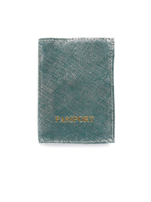 Passport Cover - Metallic Blue/gold