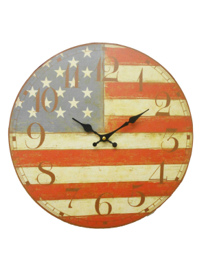 Usa Flag Round Wall Clock - Creative Motion Industries