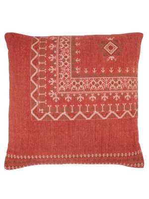 Jaipur Living Abeni Tribal Red/ Brown Down Throw Pillow 24 Inch