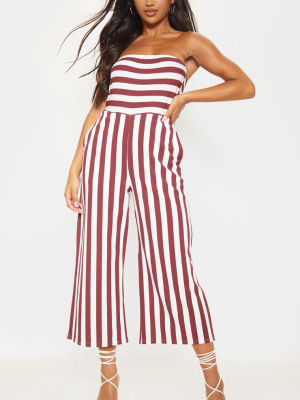 Burgundy Contrast Stripe Bandeau Culotte Jumpsuit