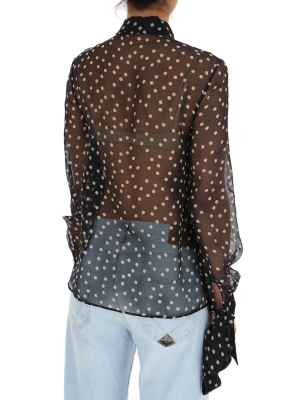 Saint Laurent Polka Dot Sheer Blouse