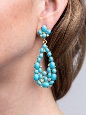 Turquoise Cabochon Teardrop Pierced Earrings