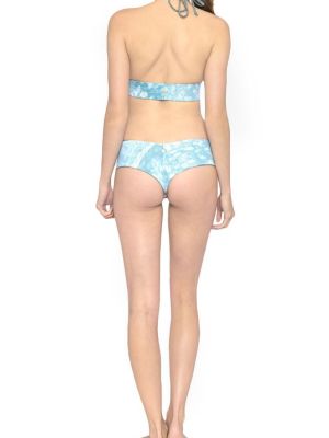 Chloe Reversible Low Rise Bikini Bottom - Moonstone Blue Snakeskin Print/wave Gray