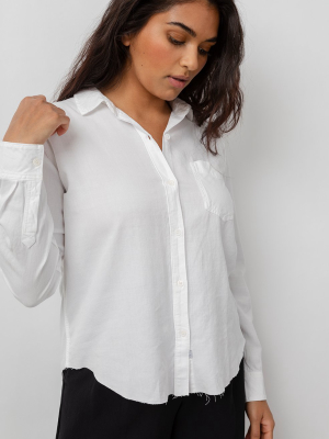 Ingrid Raw Hem Shirt - White