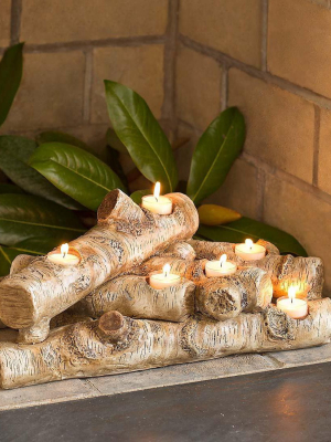 Plow & Hearth - Elegant Logs Fireplace / Hearth Candle Holder