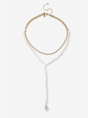 **pearl Y Necklace Multirow