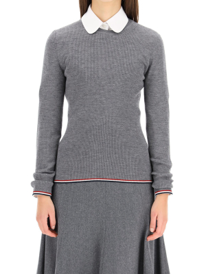 Thom Browne Rwb Trim Ribbed Jumper