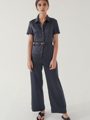 Short Sleeve Wide Leg Jumpsuit