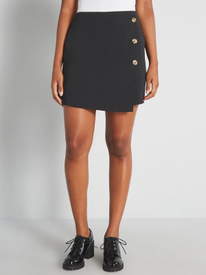 Step To The Side Button Mini Skirt