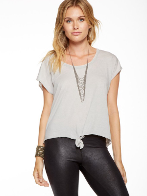 Tie Front Scoop Neck Cap Sleeve Dolman "t"