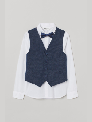 Shirt With Vest And Bow Tie