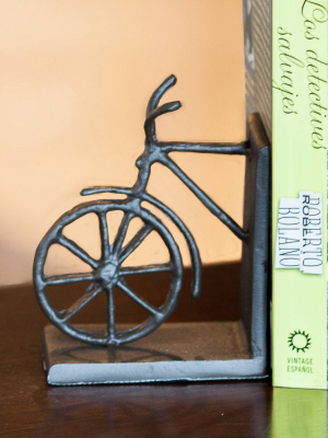 8" X 5" Iron Bicycle Bookend Set Brow - Danya B.