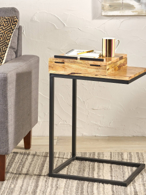 Rankin Industrial C-shaped Accent Table Natural - Christopher Knight Home