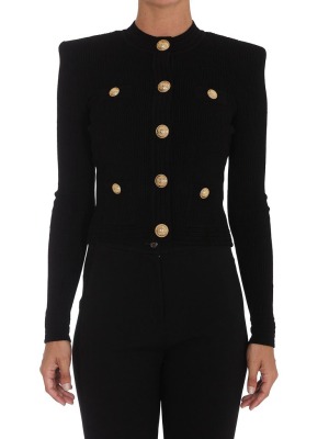 Balmain Shoulder Padded Ribbed Cardigan