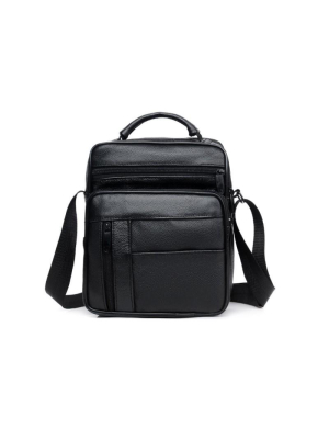 Pologize™ Leather Black Crossbody Bag