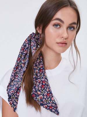 Ditsy Floral Print Bow Scrunchie