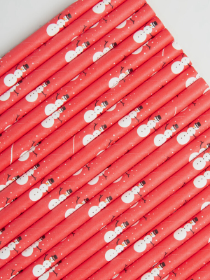 Season's Sippings Snowman Paper Straws