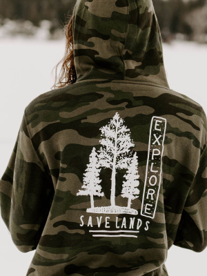 Triple Tree Explore (back Print) Hoodie