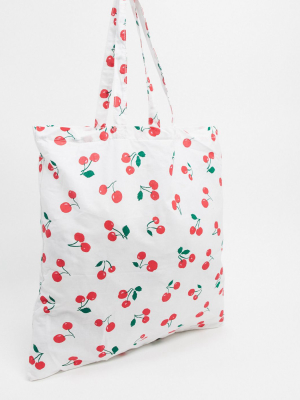 Asos Design Shopper In Cherry Print