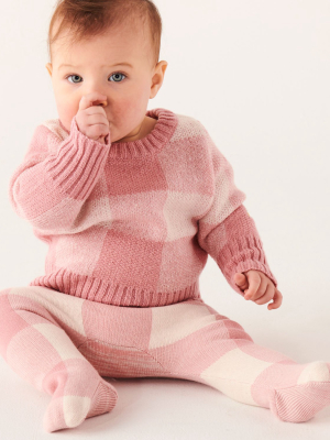 Strawberries & Cream Tartan Knitted Tights